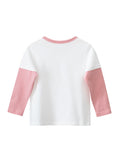 Autumn New Arrival Kids Girls Animals Cartoon and Letters Print Crew Neck Color Patchwork Long Sleeves Pullover Sweatshirt