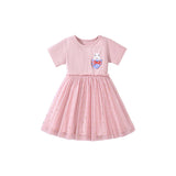 Summer Arrival Polka Dots Pattern Short Sleeves Tulle Patchwork Dress for Stylish Girls - MyKids-USA™