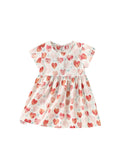 Summer New Arrival Girls’ Heart Pattern Short Sleeves Crew Neck Dress - MyKids-USA™