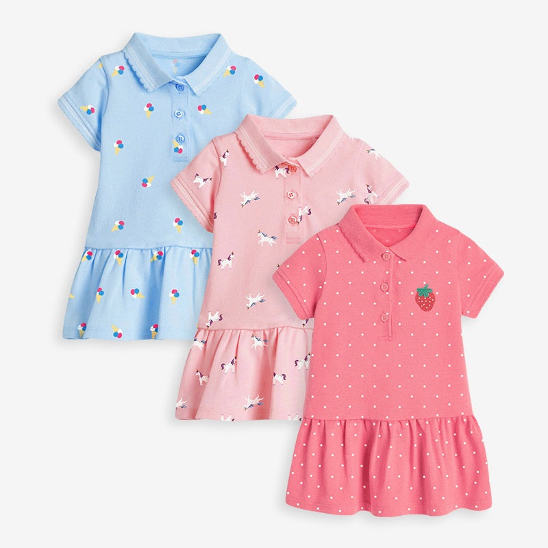 Girls’ Clothing: Collar Flip Cartoon Children’s Polo Dress - MyKids-USA™