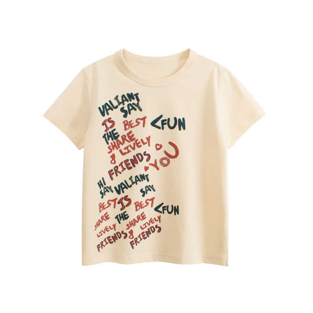 Summer Girls’ Letters Print T-shirt in European and American Style - MyKids-USA™