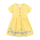 Summer Arrival Baby Girls Cute Rabbits Pattern Short Sleeves Striped Dress - MyKids-USA™