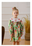 Arrival Autumn Girls Vivid Cherry and Teddy Pattern Long Sleeves Dress with Embroidery Collar - MyKids-USA™