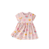 Summer Arrival Watermelons Fruits Pattern Short Sleeves Dress for Stylish Girls