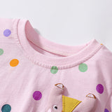 Summer Arrival Polka Dots Pattern Short Sleeves Tulle Patchwork Dress for Stylish Girls