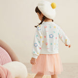 Baby Girl Cartoon Print Pattern Mesh Patchwork Design Hoodie Dress - MyKids-USA™