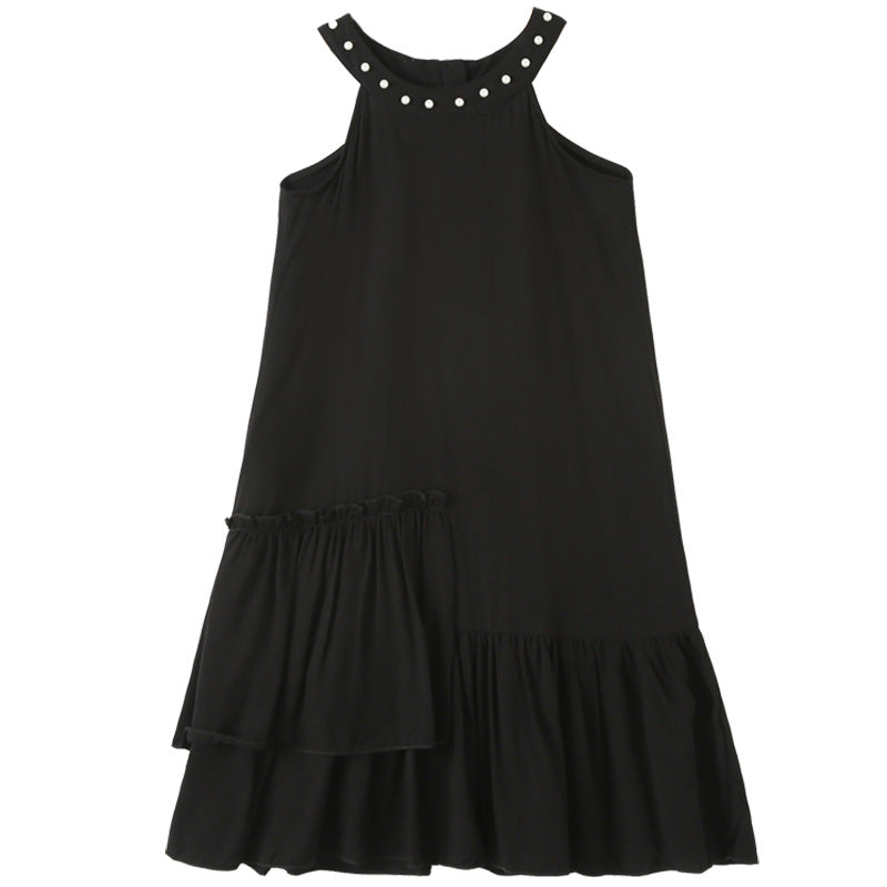 Baby Girl Solid Color Halter Neck Design Tirregular Hem Dress For Special Ocassion - MyKids-USA™