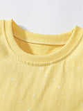 Summer Arrival Girls’ Rabbits Pattern Crew Neck Short Sleeves Yellow Dress - MyKids-USA™