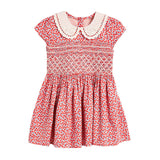 Baby Girl Ditsy Flower Print Hollow Carved Neck Knitted Waist Dress - MyKids-USA™