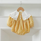 Arrival Autumn Baby Kids Girls Long Sleeves Plaid French Collar Onesies and Dress – Princess Sister Matching Set - MyKids-USA™