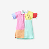 Summer Baby Kids Girls Short Sleeves Color Patchwork Polo Design Dress - MyKids-USA™