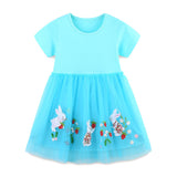Summer Arrival Baby Girls Cute Rabbits and Strawberry Pattern Short Sleeves Tulle Patchwork Dress - MyKids-USA™