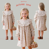 Arrival Autumn Girls Cute Flowers Print Crew Neck Long Sleeves Stylish Dress - MyKids-USA™