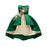 Baby Girl Flower Embroidered Pattern Vest Formal Dress Birthday Dress - MyKids-USA™