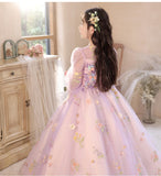 Princess Purple Birthday Dress For Girls: Luxurious Long-Sleeved Piano Performance Attire, Perfect For Spring Celebrations - MyKids-USA™