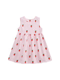 Summer Girls Sleeveless Carrots Print Pattern Plaid Dress