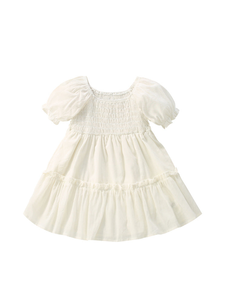 Summer New Arrival Baby Kids Girls Short Sleeves Square Neck Dress - MyKids-USA™