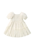 Summer New Arrival Baby Kids Girls Short Sleeves Square Neck Dress - MyKids-USA™