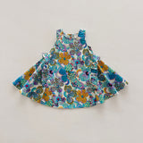 Summer Arrival Colorful Flowers Pattern Crew Neck Sleeveless Dress for Stylish Girls