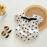 Summer Hot Selling Baby Girls Short Sleeves Square Neck Rabbits/Polka Dots Print Onesie - MyKids-USA™
