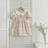 Arrival Summer Girls Peter Pan Collar Short Sleeves Floral Print Onesies And Dress – Princess Sister Matching Set - MyKids-USA™