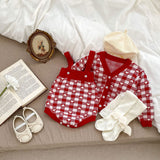 Autumn Heart Pattern Knitted Onesies & Cardigan Sets