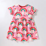 Baby Girl Rainbow Graphic Short Sleeve Round Neck Dress - MyKids-USA™