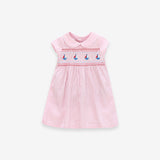 Summer Baby Girls Sleeveless Sailboat Pattern Striped Dress