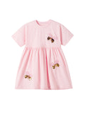 Summer Arrival Sequin Butterfly Pattern Short Sleeves Pink Dress for Stylish Girls