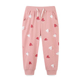 Baby Girl Heart Print Pattern Solid Color Cute Sport Trousers - MyKids-USA™