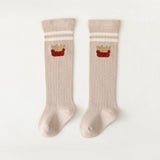 Baby Cartoon Graphic Mid Tube College Style Striped Socks