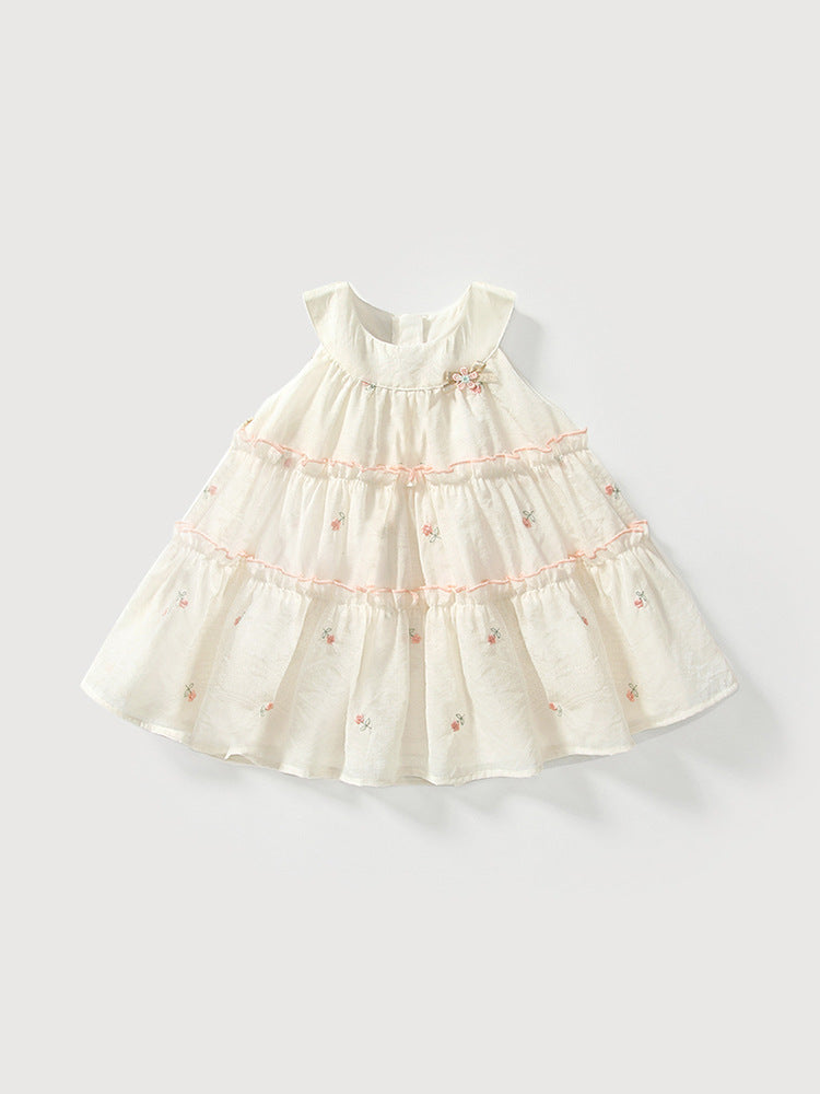 Summer Arrival Baby Girls Cute Floral Embroidered Pattern Sleeveless Dress - MyKids-USA™