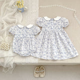 Summer Girls Arrival Butterfly Pattern Short Sleeves Onesies and Girls’ Dress – Princess Sister Matching Set
