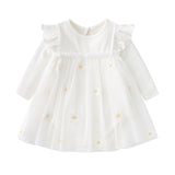 Baby Girls Floral Lace Patchwork Design Ruffle Long-Sleeved Dress Onesies In Spring & Autumn - MyKids-USA™