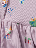 Spring And Summer Baby Girls Short Sleeves Rainbow Animals Floral Cartoon Print Dress - MyKids-USA™