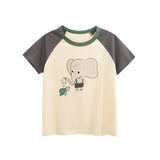Summer Girls’ Cartoon and Letters Print T-shirt in European and American Style