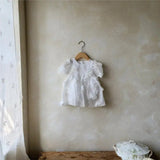 Summer Hot Selling Baby Kids Girls Short Sleeves Flowers Pattern Solid Color Princess Dress - MyKids-USA™