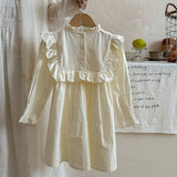 Spring and Autumn Vintage Embroidered Pattern Long-sleeved Dress for Stylish Girls