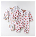 Autumn and Spring Arrival Baby Girls Simple Fruits Pattern Long Sleeves Rompers - MyKids-USA™