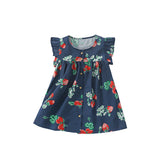 Summer Arrival Vintage Flowers Pattern Fly Sleeves Dress for Stylish Girls
