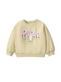 Autumn Warm Baby Kids Girls Cartoon Rabbit And Flowers Pattern Pullover Clothing Long Sleeves Top Sweatshirt