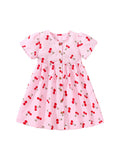 Baby Girls Crew Neck Plaid Cherry Print Short Sleeves Dress - MyKids-USA™