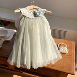 Summer Arrival Sleeveless Solid Color Tulle Dress for Stylish Girls - MyKids-USA™