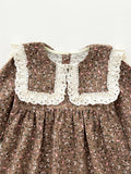 Spring Arrival Baby Girls Long Sleeves Vintage Floral Pattern Dress - MyKids-USA™
