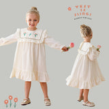 Hot Selling Autumn Girls Flowers Embroidery Pattern Long Sleeves French Style Dress - MyKids-USA™