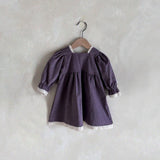 Spring Baby Girls Solid Color Square Neck Princess Dress - MyKids-USA™