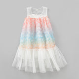 Baby Girl Colorful Lace Pattern Patchwork Design Sleeveless Vest Dress - MyKids-USA™