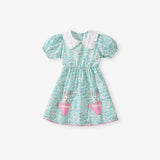 Summer Arrival Animals Cartoon Pattern Short Sleeves Floral Dress for Stylish Girls - MyKids-USA™