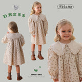 Arrival Autumn Girls Heart Embroidery Pattern Collar Long Sleeves Floral Dress - MyKids-USA™