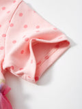 Spring And Summer Baby Girls Short Sleeves Polka Dots Rainbow Chiffon Dress